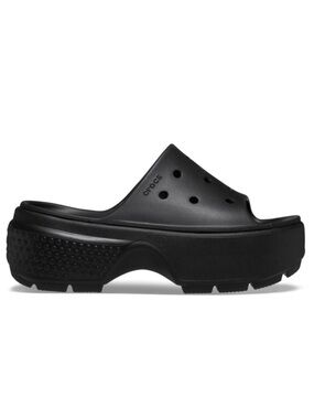 Crocs Stomp Unisex Platform Black Slides Sz W 11 M 9 NWT